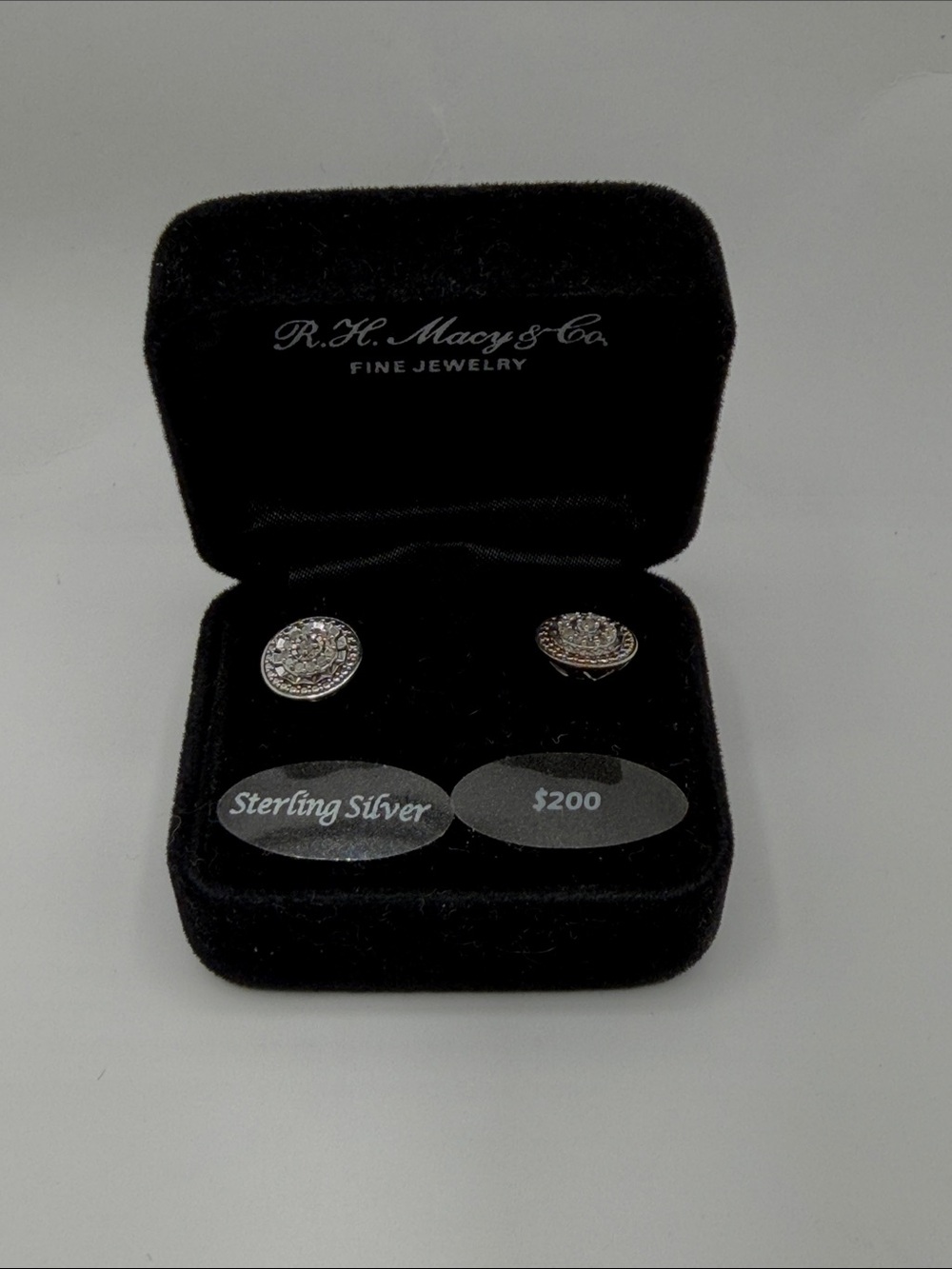 R.H. Macy & Co. Diamond Cluster Stud Earrings Sterling Silver